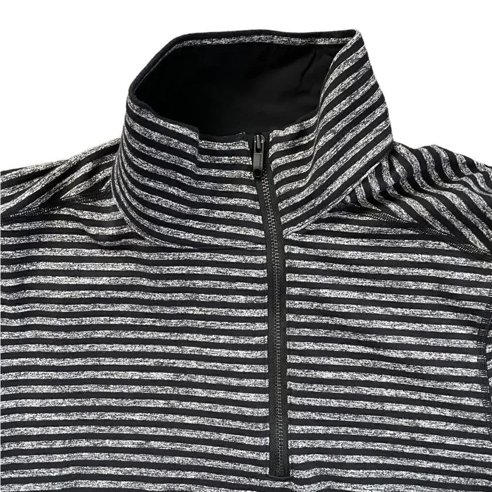 LULULEMON Men's Studio Half Zip Pullover Black White Striped Size Medium - Picture 7 of 8